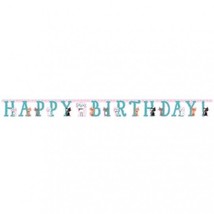 Purr-Fect Kitty Cat Party Birthday Jointed Banner 6&quot; x 7&#39; Paper Decorations - £13.58 GBP