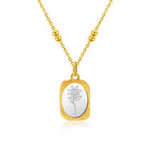 Two-Tone Lily Oval Pendant Necklace - £11.25 GBP