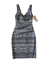 NWT Nicole Miller Artelier Metallic Tribal Jacquard Tucked Waist Sheath Dress 0 - £35.28 GBP