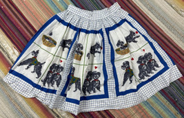 Vtg Handmade Blue Checkered French Poodles Dog Pattern Girl’s Skirt 22” W - £12.82 GBP