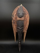 Ghana Solid Wood Elongated Tribal Art Mask Hand Carved 16” - £38.94 GBP