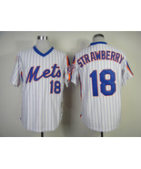 Mets #18 Darryl Strawberry Jersey Old Style Uniform White Stripe - £35.66 GBP