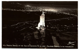 RPPC Sanborn Postcard S-994 Night Will Rogers Shrine of the Sun Cheyenne, Co. - £15.44 GBP