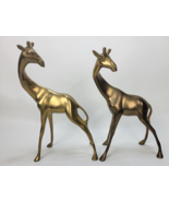 Vintage Pair of Brass Giraffe Statues Sculptures Figures 10.5&quot;-11.5&quot; - $74.25