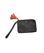Fossil Black Pebbled Leather Wristlet Clutch With Orange Tassle Zipper C... - $23.50