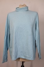 LL Bean 1X Heather Blue Cotton Stretch Turtleneck Tee Top Shirt - £12.71 GBP