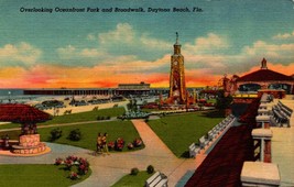 Daytona Beach FL Oceanfront Park Boardwalk - LINEN Postcard 1955- BK33 - £2.33 GBP