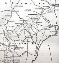 Map 1866 Civil War Sherman Savannah To Goldsborough Victorian Military DWY7 - £31.92 GBP