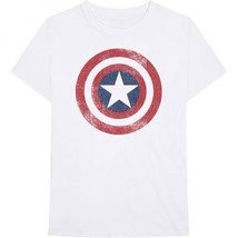 Captain America Distressed Shield Logo T-Shirt White - £25.28 GBP+