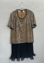 Elisabeth Liz Claiborne Womens Dress Size 16 Animal Print Sequin Short Sleeve - $27.68