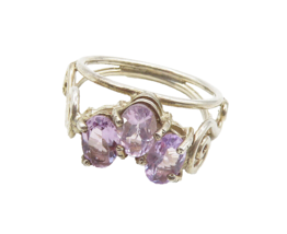 925 Silver  Vintage Prong Set Amethyst Petite Swirl Band Ring Sz 4.5  RG... - $55.65