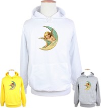 Cute Beautiful Moon Angel Vintage Print Hoodies Sweatshirt Mens Womens Hoody Top - £20.98 GBP