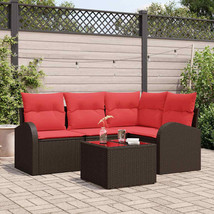 Garden Sofa Set with Cushion 5 pcs Brown Poly rattan - $9,125.89 MXN