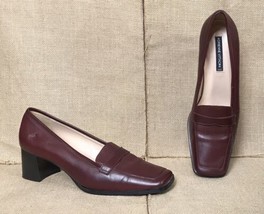 Womens Adrienne Vittadini Maroon Leather Loafer Shoes 8.5 M Made In Italy - £23.46 GBP