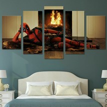 No Frame Deadpool Fireplace Comic Five Piece Canvas Multi Panel Home Decor Art - £24.13 GBP+