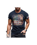  Historic Route 66 T Shirt   Americana Crew Neck - Short Sleeve - Fashio... - $19.49