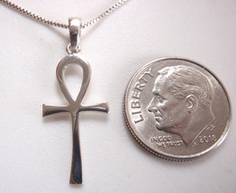 Ankh Cross 925 Sterling Silver Necklace Dainty and Small - £12.94 GBP