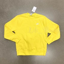 NWT Nike BV2662-731 Men Sportswear Club Fleece Crew Top Sweatshirt Yellow Size M - £32.10 GBP