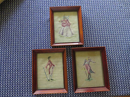 TRIO of Vtg. LADY &amp; THE MEN IN HER LIFE Framed Needlepoint - 7.25&quot; x 9.2... - £15.64 GBP