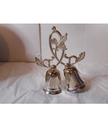 Silver Plated Double Clapper Table Bell Gold Leaves #8017 Made Hong Kong... - £17.75 GBP