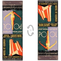 Vtg Matchbook Cover Hotel St George Brooklyn NY NYC 1930s art deco diving woman - £19.56 GBP