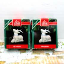 Lot of 2 Folk Art Reindeer Hallmark Christmas Tree Ornaments Vintage 1991 - £7.92 GBP