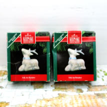 Lot of 2 Folk Art Reindeer Hallmark Christmas Tree Ornaments Vintage 1991 - £8.02 GBP