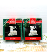 Lot of 2 Folk Art Reindeer Hallmark Christmas Tree Ornaments Vintage 1991 - $187.78 MXN