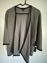 Alfani Womens Cardigan Sweater Gray Black Long Sleeve Open Front Tight Knit XL - £17.64 GBP