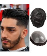 Nature Color Toupee for Men Real Human hair System 0.08-0.1mm Thin PU To... - $195.00