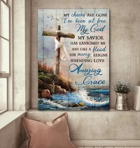 Wooden Cross Sea My chains are gone Jesus Gift for Jesus Christ Canvas Wall Art - £18.40 GBP+