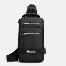 Men Nylon Rucksack Daypack Messenger Bag with USB Charging Port  Male Fashion Kn - £22.82 GBP