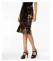 Thalia Sodi Womens XXL Gold Black Waste Sequined Flare Hem Ruffled Skirt... - $13.72