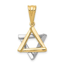 14K Two Tone Gold Star of David Pendant Charm Jewerly 28mm x 16mm - £222.26 GBP