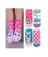 Jefferies Socks Girls Fun Comfy Rainbow Unicorn Fuzzy Non-Skid Slippers 2PK - $17.82 CAD