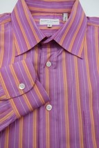 GORGEOUS Alfred Dunhill London Purple/Orange Dress Shirt 16.5x33 Made in... - £42.78 GBP