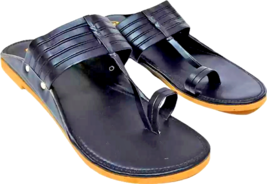 Mens Kolhapuri Leather Flat chappal handmade ethnic HT46 Shoe US size 7-12 HT46 - £36.53 GBP