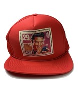 VTG Elvis Presley 29c Stamp Trucker Hat Red Mesh Snapback Gold Medal Hea... - $16.40
