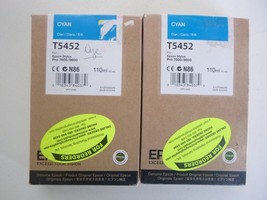New Genuine Epson T5452 110ml Cyan Ink C13T545200 Lot of 2 Exp. 2015 - £21.93 GBP