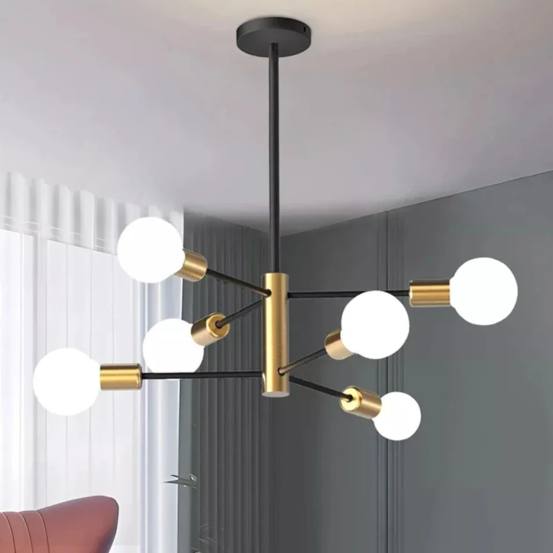 Modern Nordic Gold Black Chandeliers LED Lamp 4/6/8Light Chandelier Ligh... - $36.40+