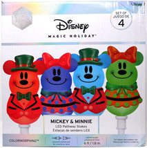 DISNEY MAGIC HOLIDAY 5286369 COLORMORPHING 4 LED PATHWAY STAKES MICKEY -... - $54.95