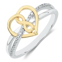 14k Placcato Oro Diamante Rotondo Cuore Infinito Promessa Fidanzamento Anello - $87.84