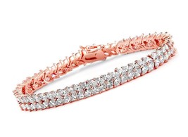 Cubic Zirconia Rose Gold Plated Tennis Bracelet for - $91.68