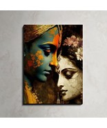 Wooden Radha Krishna Painting Home Decor Digital HQ Painting Wall Art Ca... - $74.79+