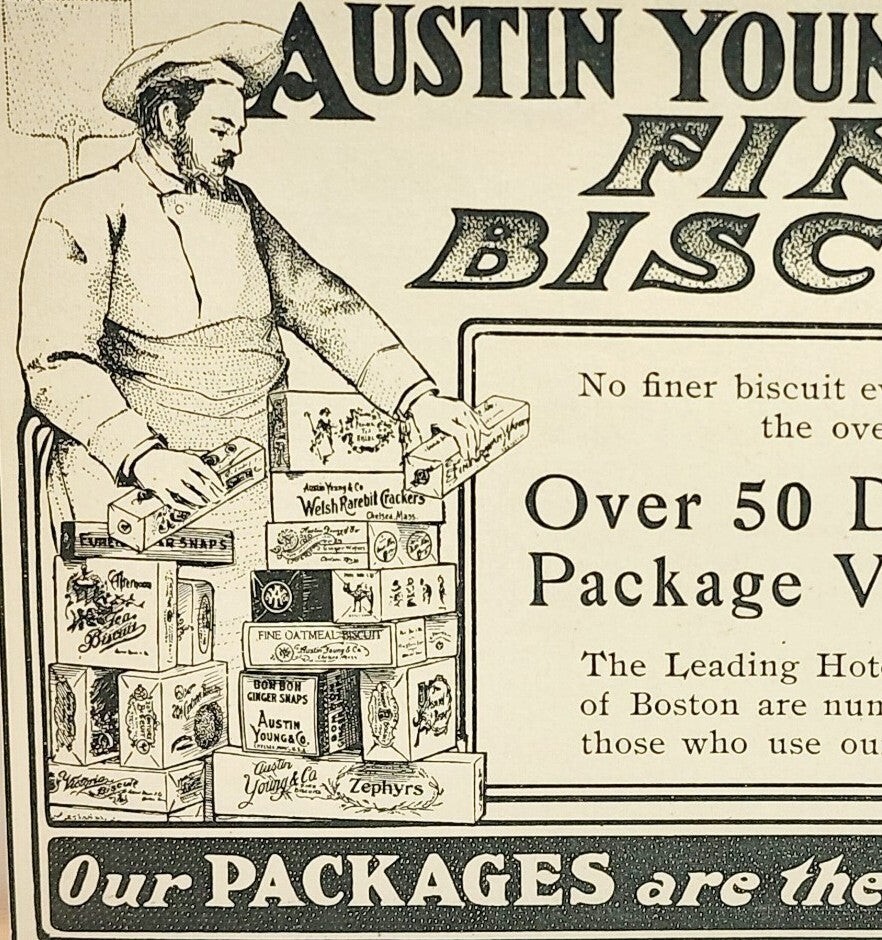 1901 Biscuits Austin Young Victorian Boston Bread Advertisement - $19.99