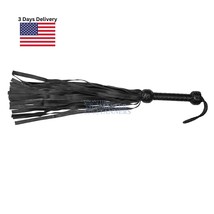 Real Cow Hide Black Leather Flogger 100 Thick Tails Heavy &amp; Thuddy Whip - £22.37 GBP