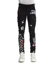 MEN&#39;S PUNK GOTH FASHION DOODLE CARGO PANTS BLACK 42x32 - $1,140.41 MXN