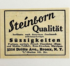 1945 WW2 German-USA Dessert Advertisement Steinborn Chocolates Bronx NYC... - $19.99