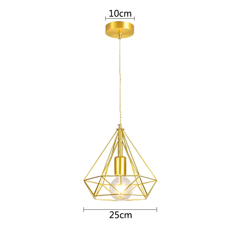 Gold  Industrial  Cage Pendant Lights Vintage Indoor Lighting room  E27 LED Ligh - £186.26 GBP