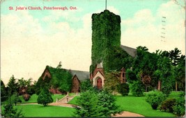 Vtg Postcard 1908 St John&#39;s Church Peterborough Ontario Canada Ont  - $5.89
